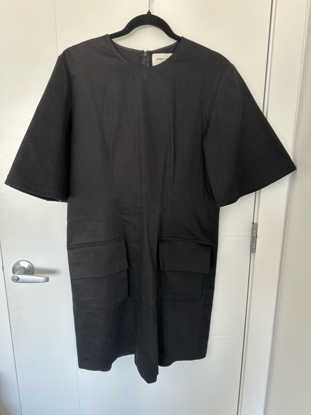 Public School New York Black Shift Dress 100% Cotton USA Minimalist Designer